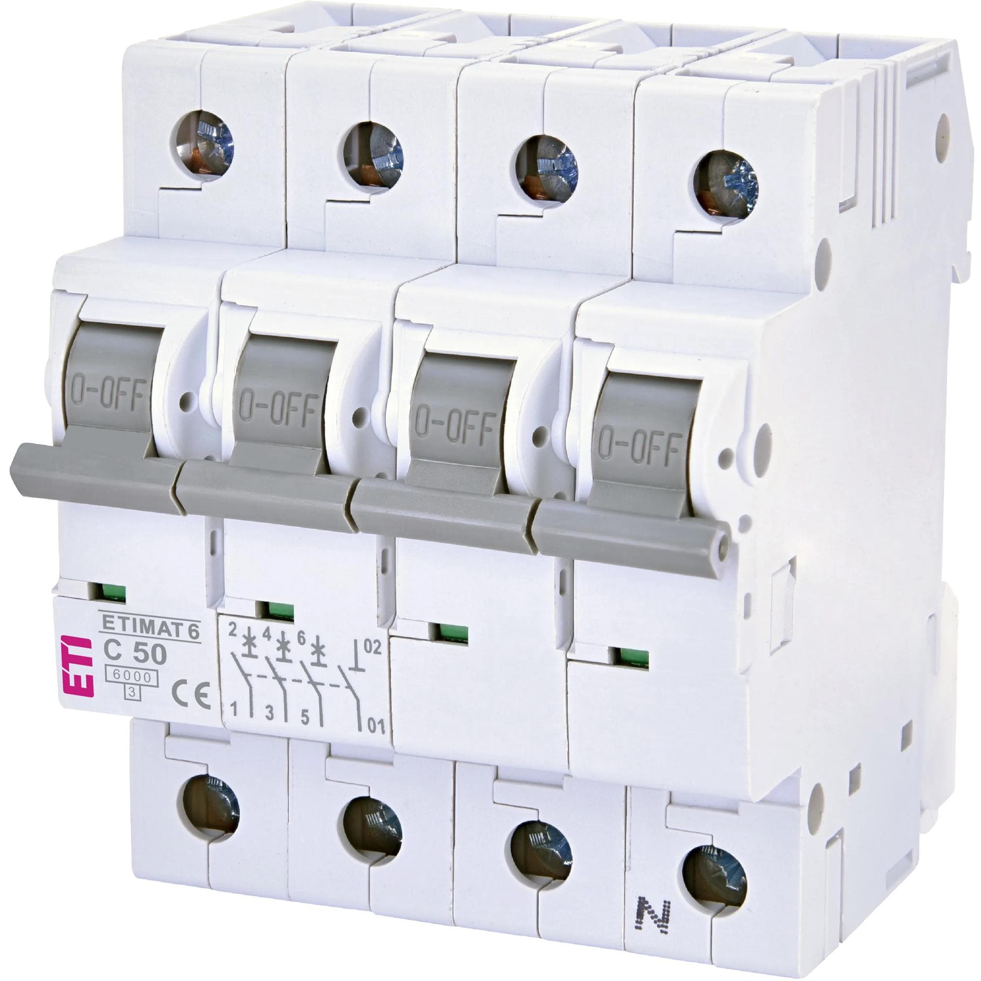 Автоматичний вимикач ETI ETIMAT 6 3p+N C 50 А (6 kA) (2146521)