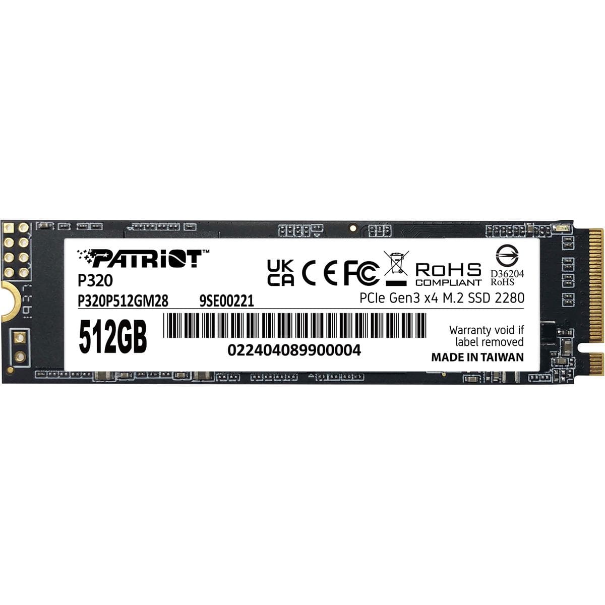 Накопичувач SSD 512GB Patriot P320 M.2 2280 PCIe 3.0 x4 NVMe 3D NAND (P320P512GM28)