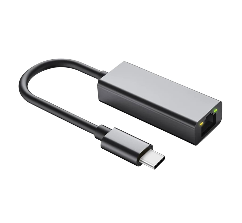 Адаптер Dynamode USB 3.0 Type-C 1000/100 Мбит/с разъем RJ-45, чип RTL8153, кабель 13 см, темно-сірий