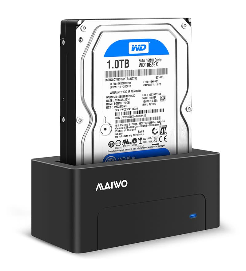 Док-станція Maiwo для HDD 2,5"/3,5" SATA через USB3.0 безгвинтіве кріплення пластик чорна