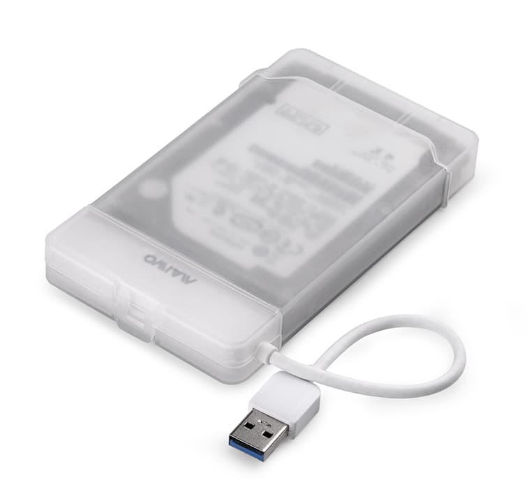 Адаптер підключення HDD 2,5" SATA/SSD до порту USB3.0 + контейнер Maiwo захисний для HDD 2,5", білий