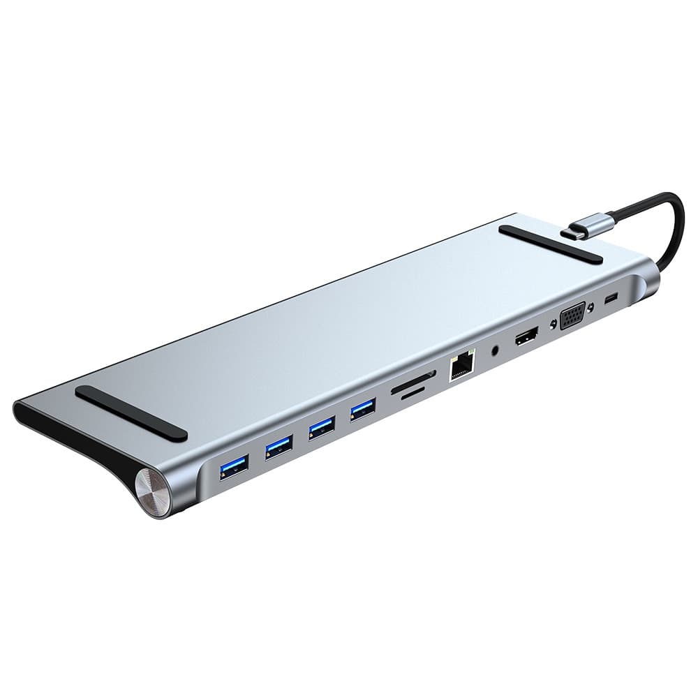 Адаптер Dynamode 11-в-1 USB-C to HDTV 4K/30Hz, VGA, 1хUSB3.0, RJ45, USB Type-C PD, Audio, SD/MicroSD