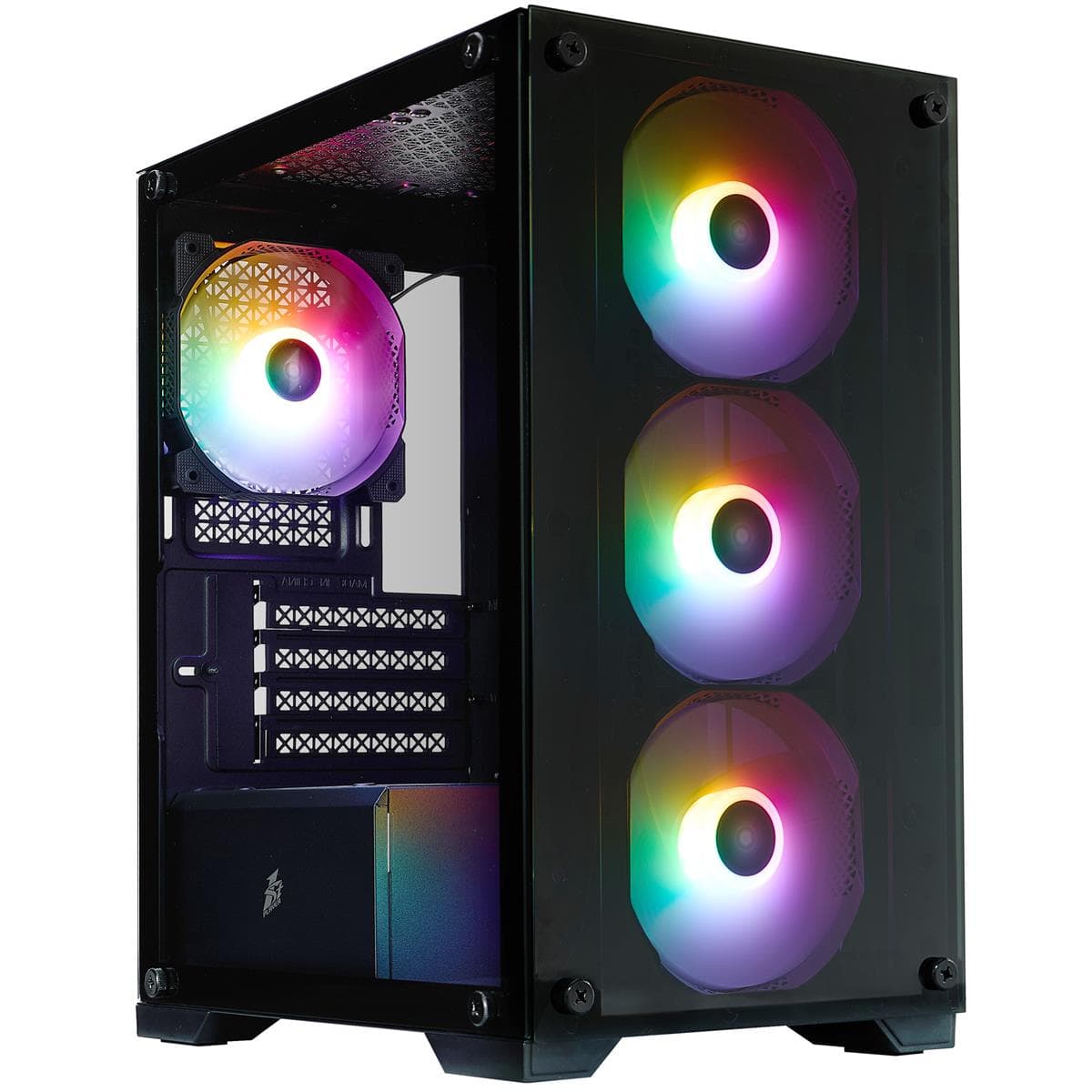 Корпус 1stPlayer X2-M-BK-4F7 Black без БЖ