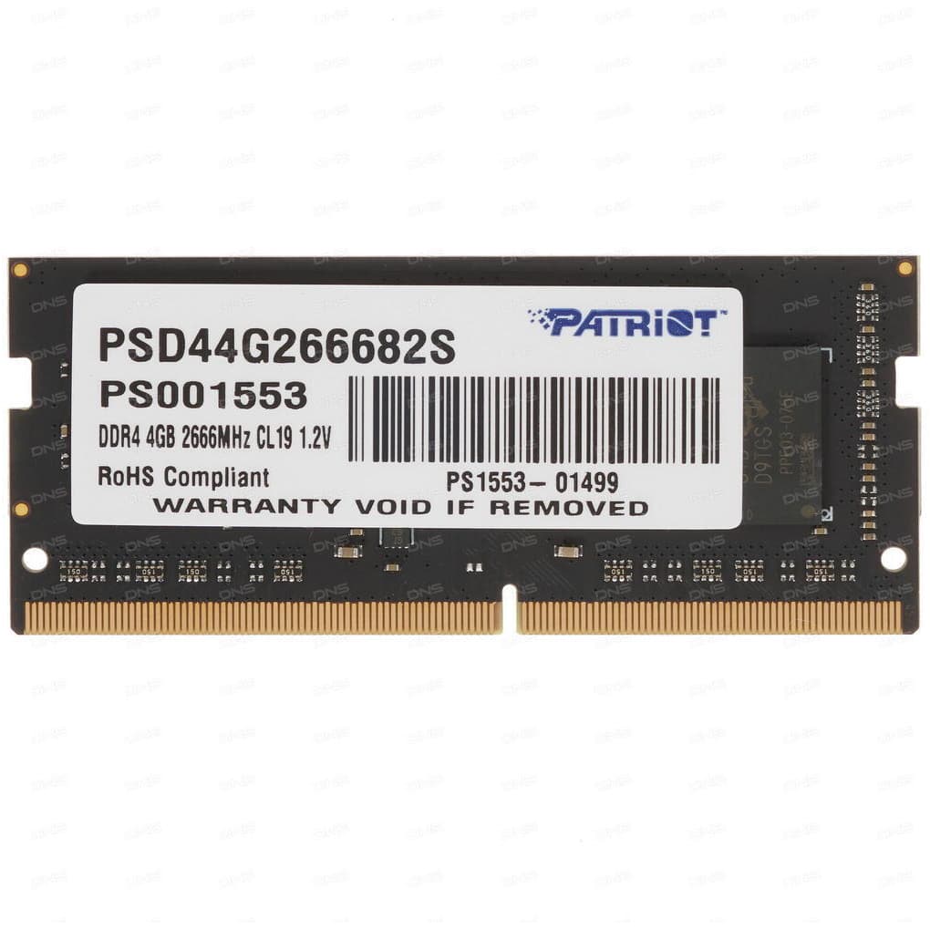 Модуль пам`яті SO-DIMM 4GB/2666 DDR4 Patriot Signature Line (PSD44G266682S)