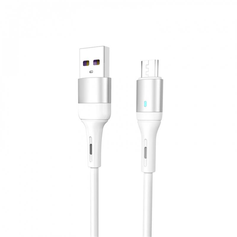 Кабель SkyDolphin S06V LED Smart Power USB - microUSB (M/M) 1 м, White (USB-000558)