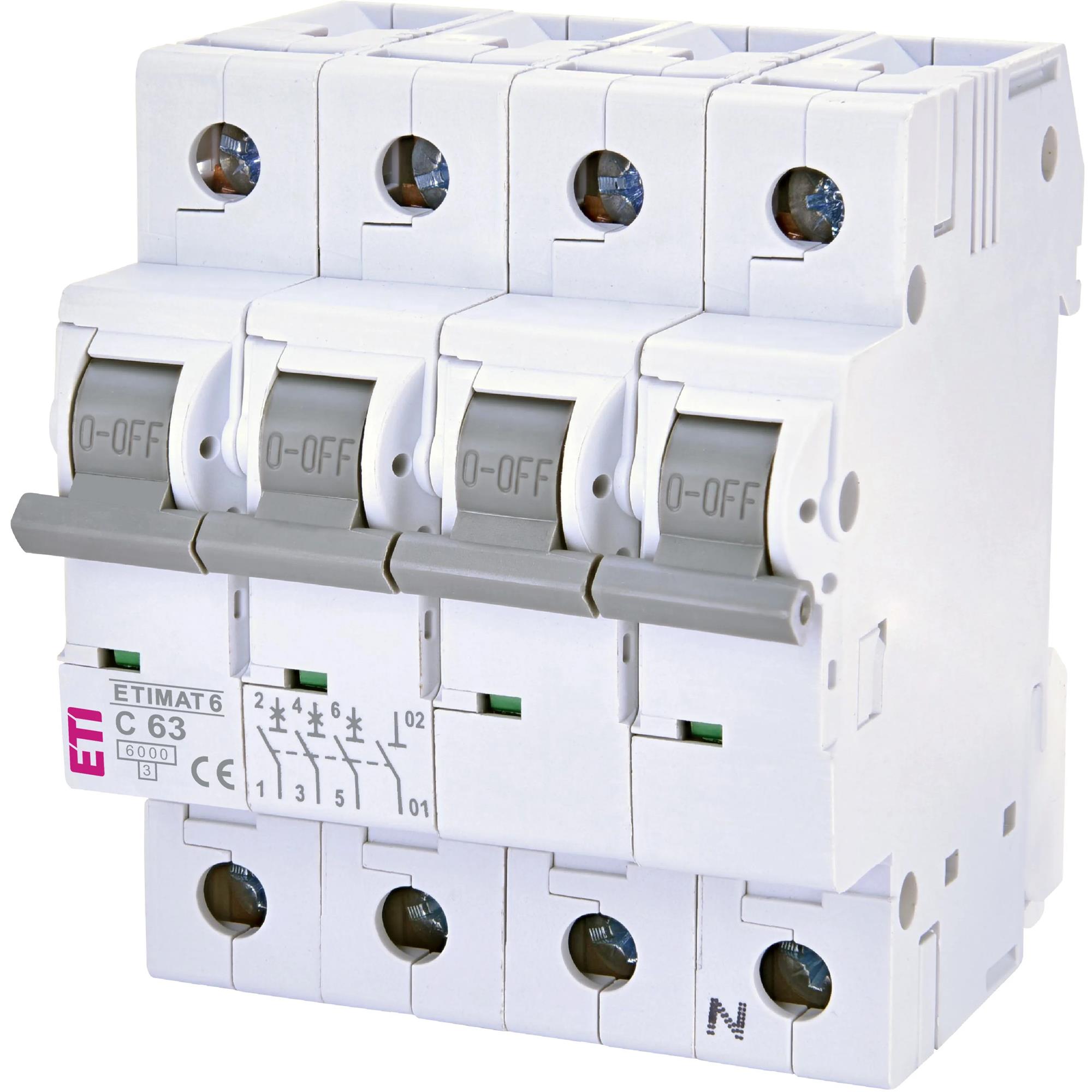 Автоматичний вимикач ETI ETIMAT 6 3p+N C 63 А (6 kA) (2146522)