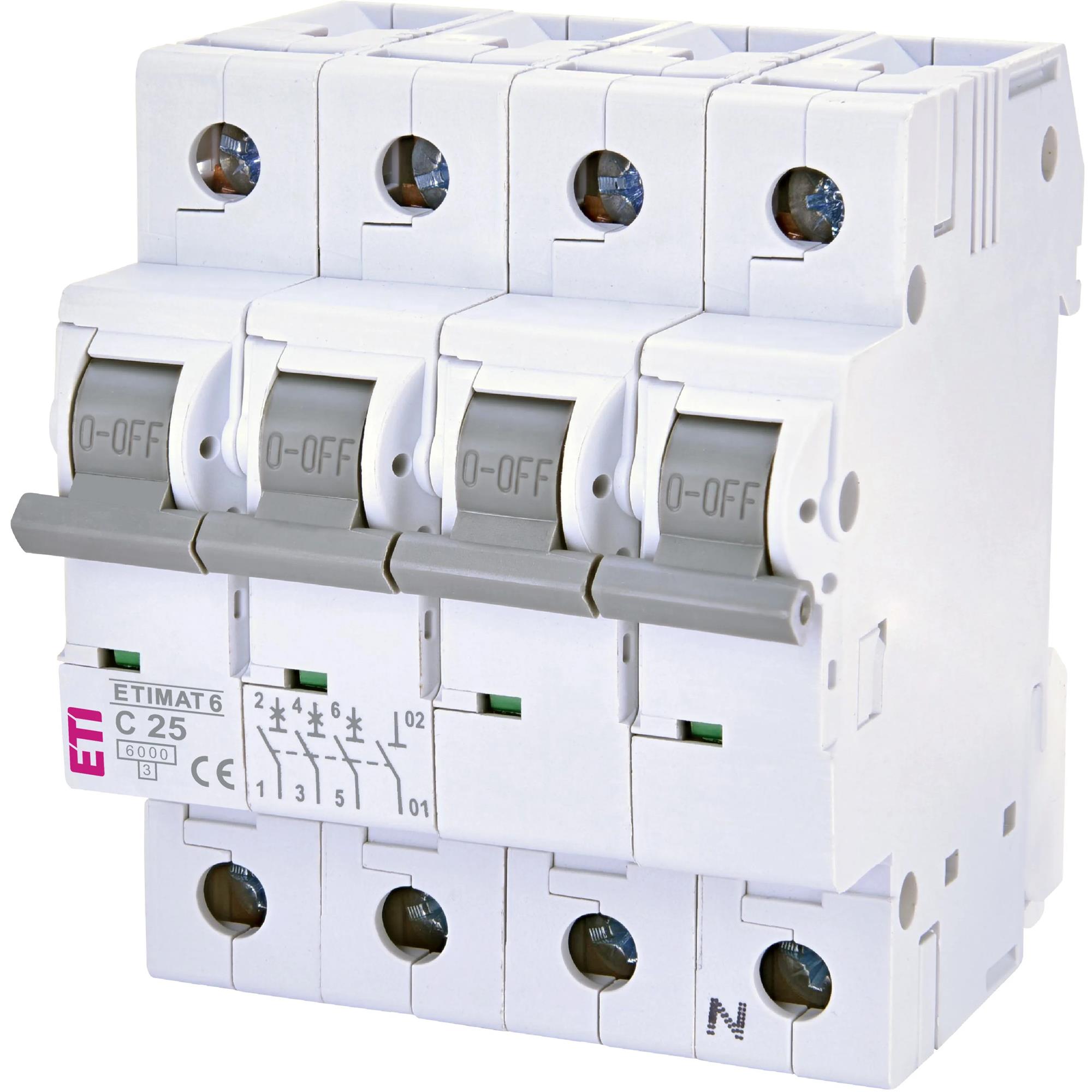 Автоматичний вимикач ETI ETIMAT 6 3p+N C 25 А (6 kA) (2146518)