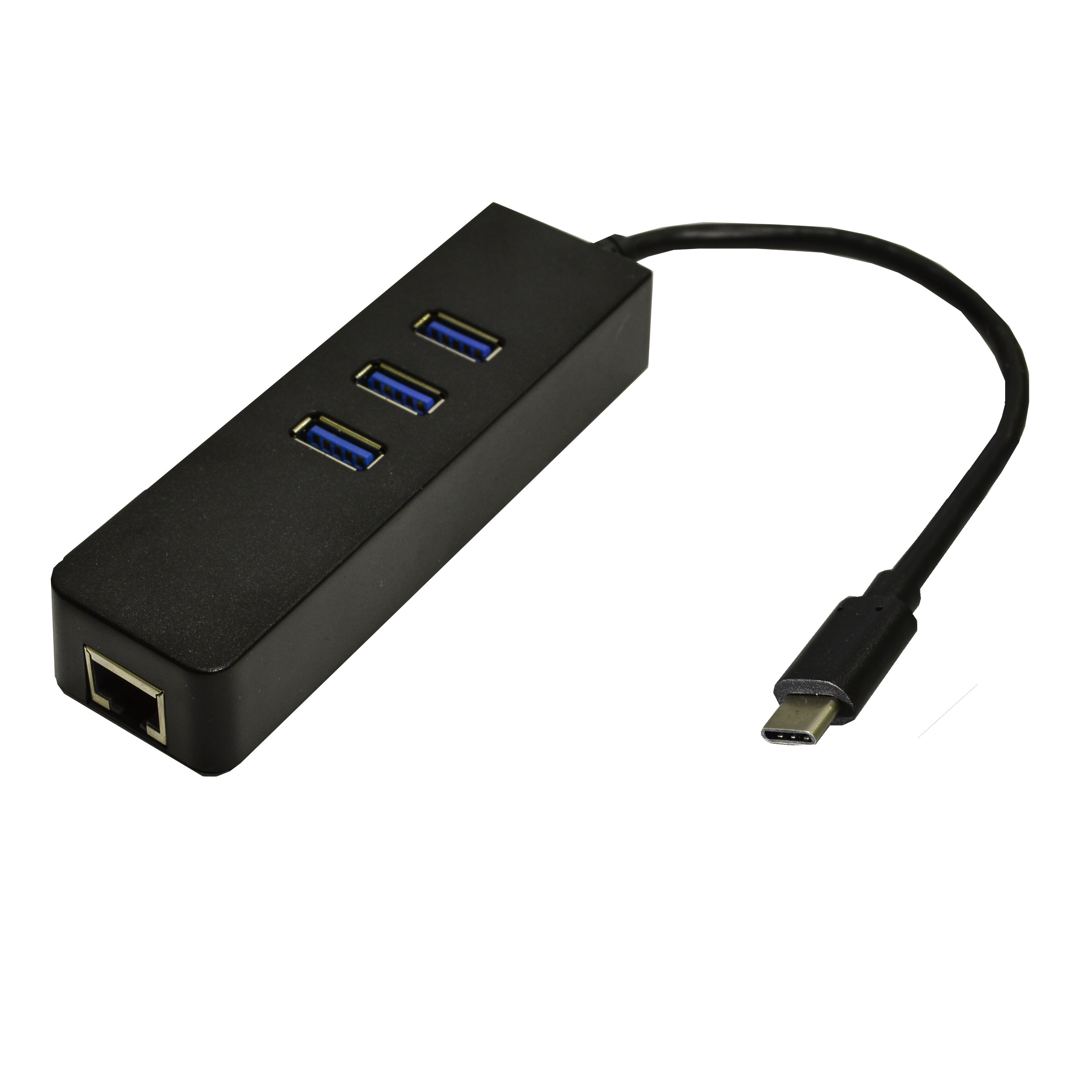 Адаптер Dynamode USB 3.1 Type-C - RJ45 Gigabit Lan, 3*USB 3.0-порти, Win7/8/10, Mac OS X, чорний