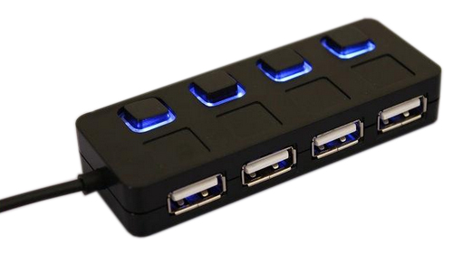 Хаб USB Lapara 4 порти USB 2.0 з 4-ма вимикачами ON/OFF для кожного порту, чорний