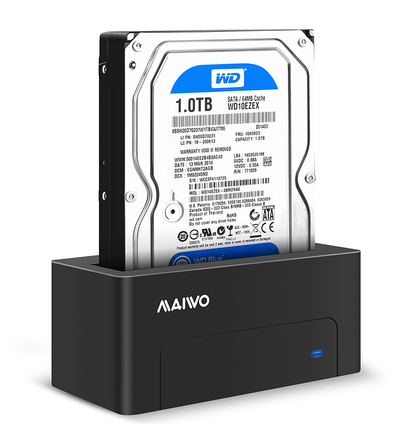 Док-станція Maiwo для HDD 2,5"/3,5" SATA через USB3.0 безгвинтіве кріплення пластик чорна