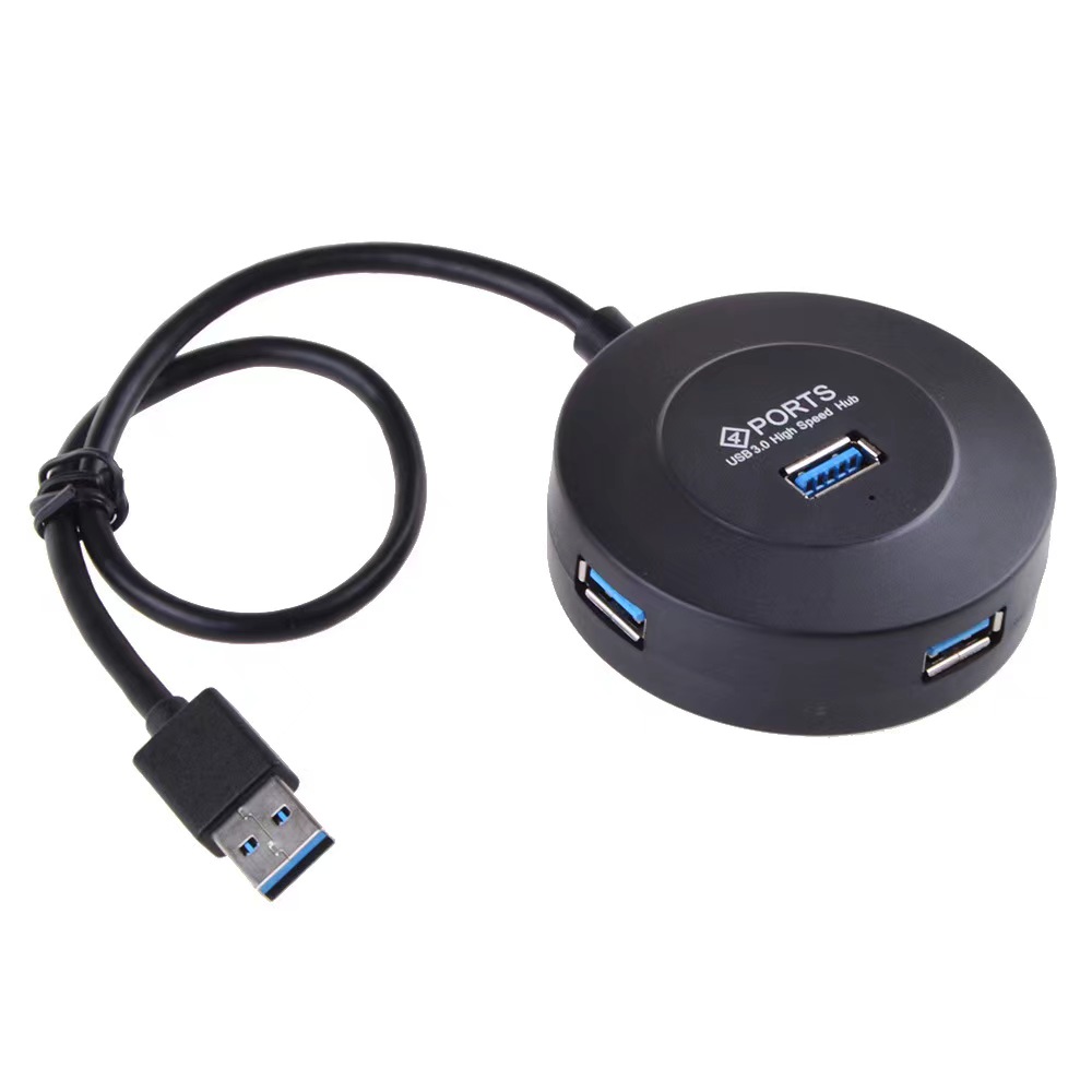 Хаб Maiwo USB Type-A to 4х USB3.0-порта, кабель 30 см, круглый, пластик, без БП, черный