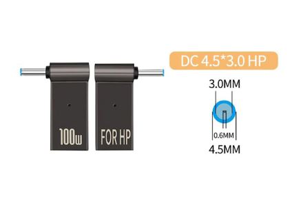 Адаптер PD 100W USB Type-C Female to DC Male Jack 4.5x3.0 mm – для заряджання ноутів HP