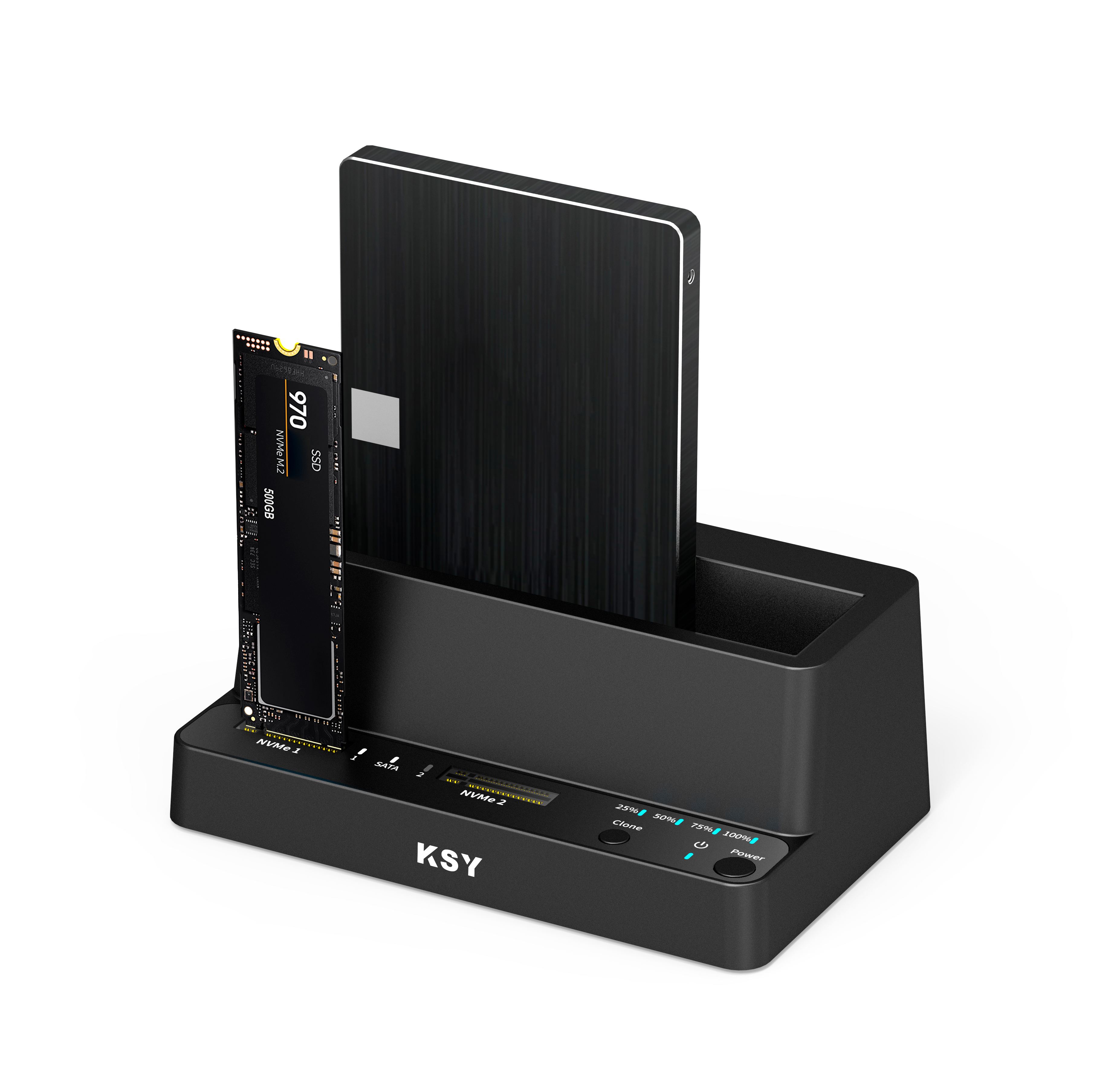 Док-станція клонір. Maiwo для 2*NVMe M.2 SSD і 1*HDD 2,5"/3,5" SATA/SSD - USB3.2 Gen2 чорна