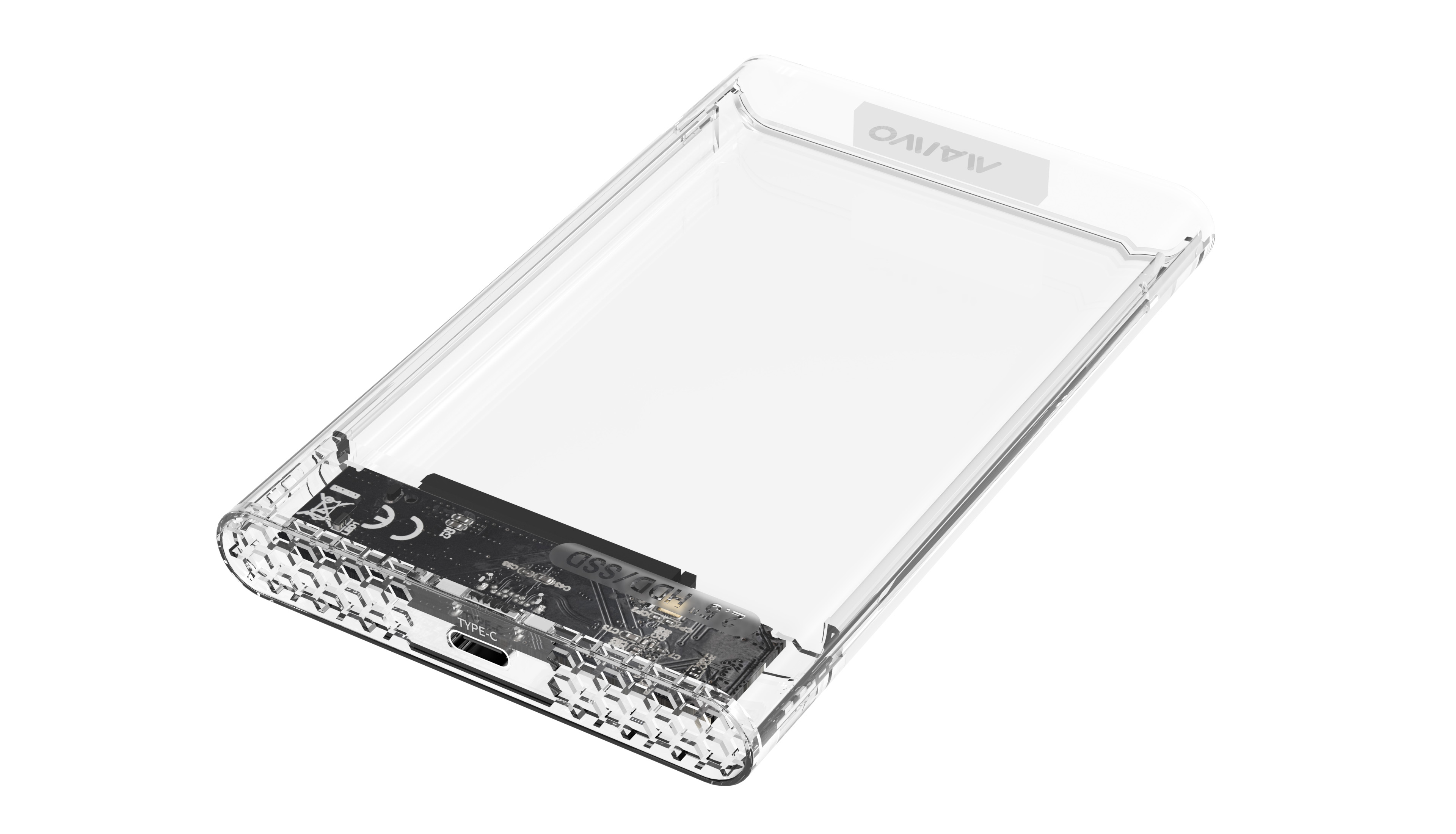 Кишеня Maiwo зовн.для 2.5" SATA/SSD HDD - USB3.1 Gen1 Type-C, безгвинт. засувне кріпл. пласт.прозора
