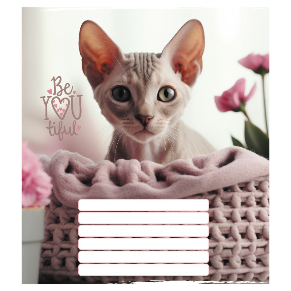 Тетрадь ученическая "Кошка" 012-950515L-4 в линию, 12 листов    