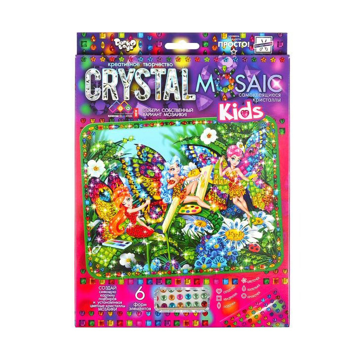 Набор креативного творчества "Kids Crystal Mosaic" CRMk-01-09, 6 форм элементов