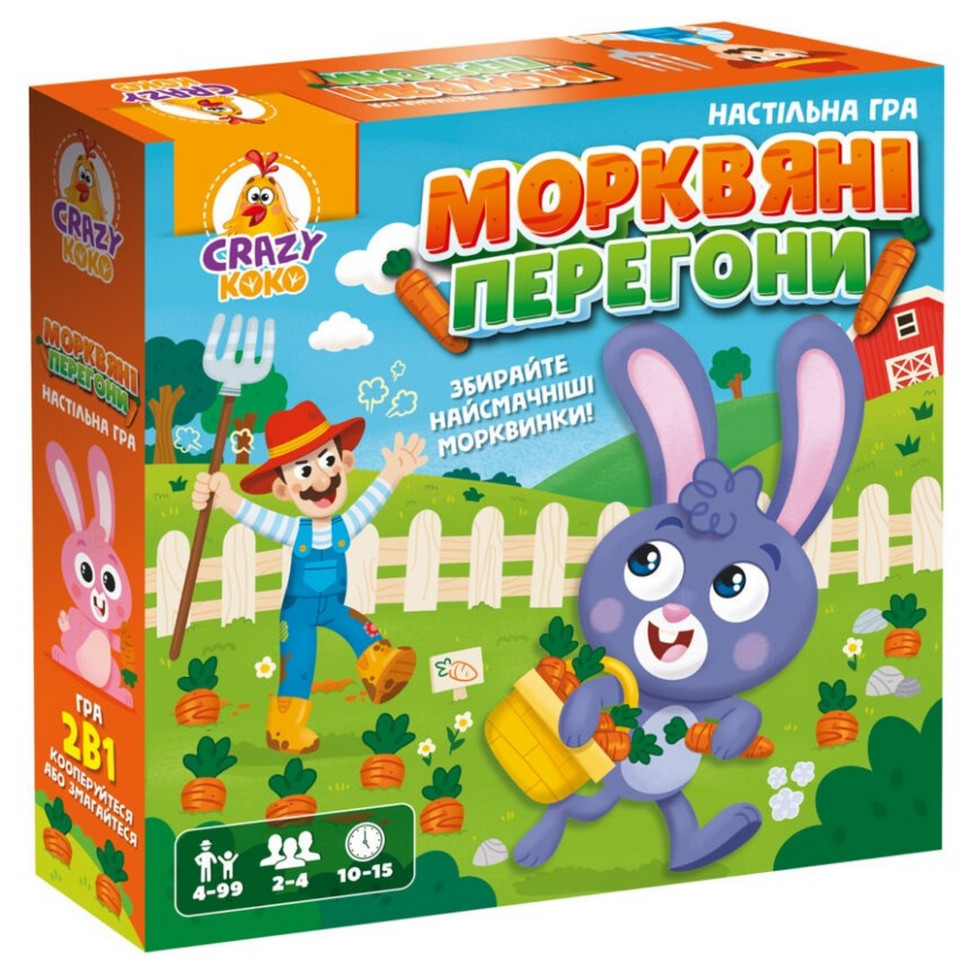 Настольная игра "Морковные гонки" VT8055-33 игровое поле, 40 морковок, 4 зайчика