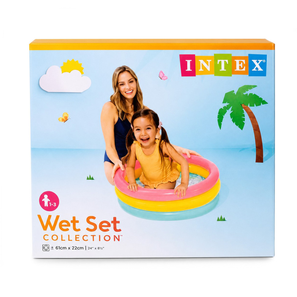 УЦЕНКА!!! Бассейн детский Intex 57107-UC 33 л, 61-22 см, 3 кольца, надувное дно