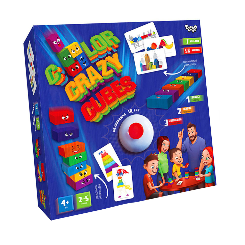 Развивающая настольная игра "Color Crazy Cubes" Danko Toys CCC-02-01U со звоночком
