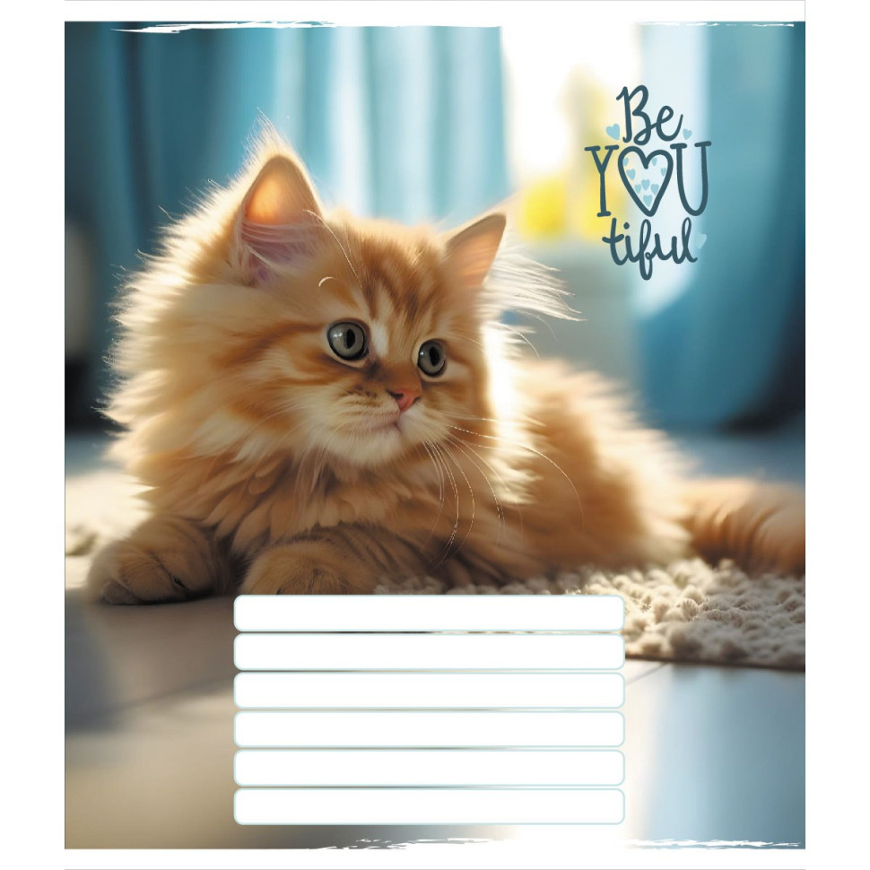 Тетрадь ученическая "Кошка" 012-950515L-5 в линию, 12 листов    