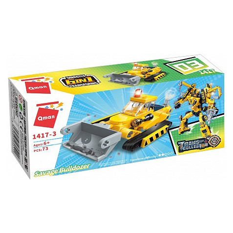 Детский Конструктор Qman 1417-1-6 стройтехника, 79 дет Savage Bulldozer