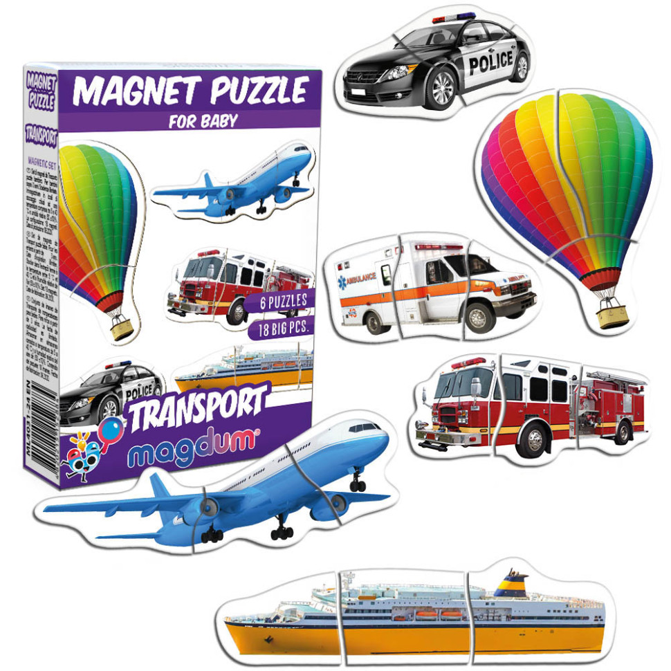 Набор магнитов Magdum Baby puzzle "Транспорт" ML4031-24 EN