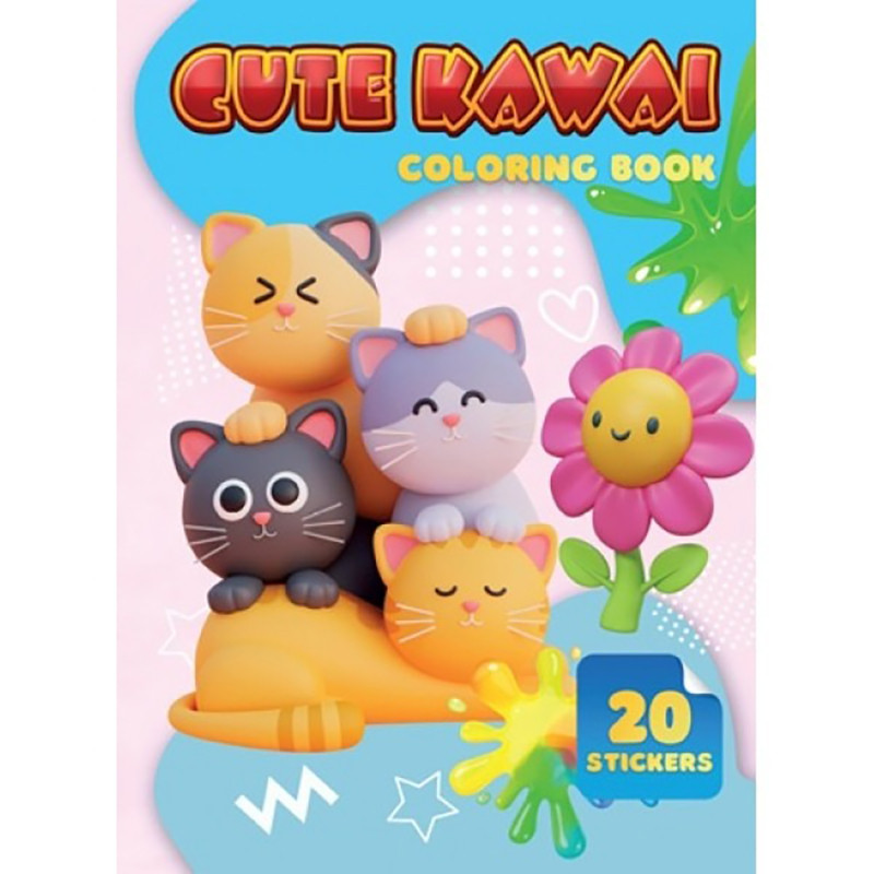 Детская раскраска Cute Kawai А06012505, 20 наклеек А4 