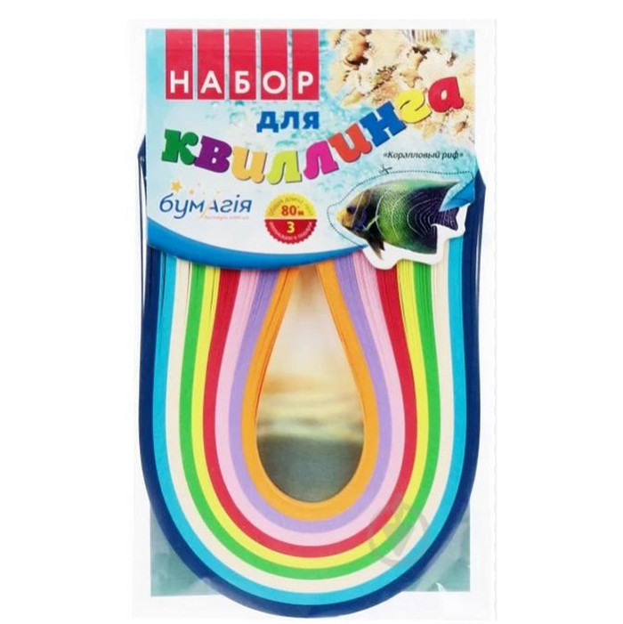 Набор бумаги цветной для квиллинга "Море" Kvil-more-5mm-30cm