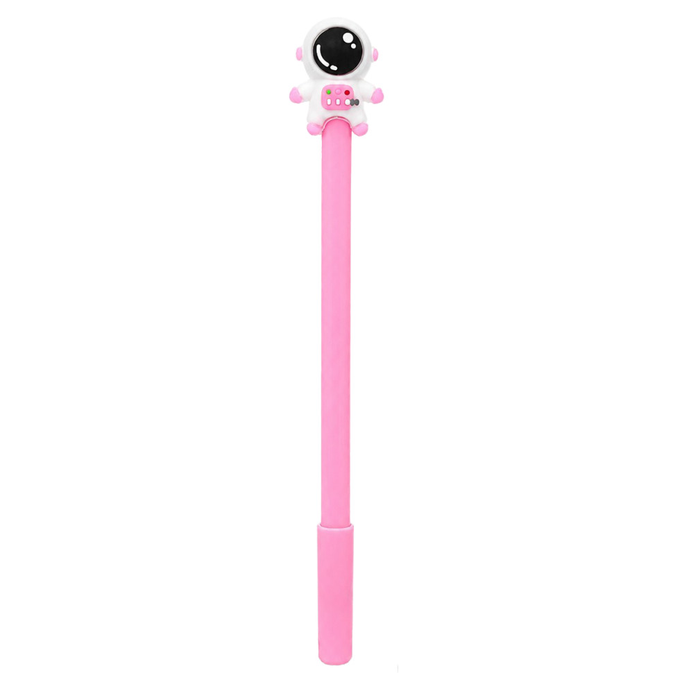 Ручка детская с игрушкой "Spaceman" A007(Pink) гелевая, синяя