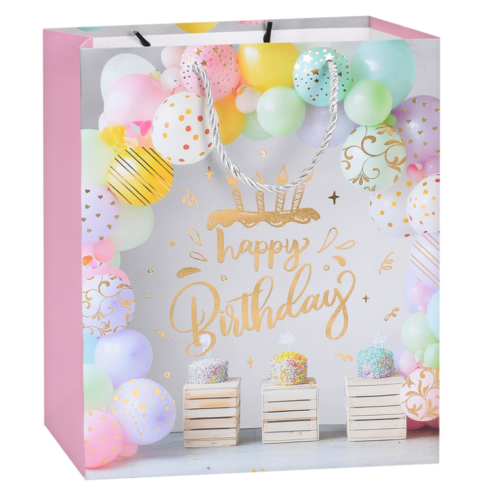 Пакет подарочный Happy Birthday MK 5951-M-2 размер 32х26х10 см