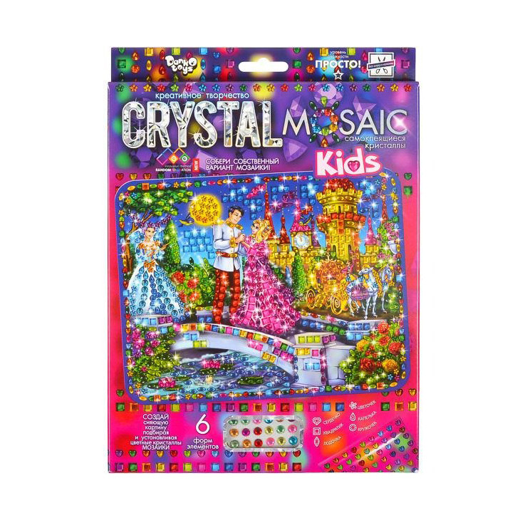 Набор креативного творчества "Kids Crystal Mosaic" CRMk-01-06, 6 форм элементов