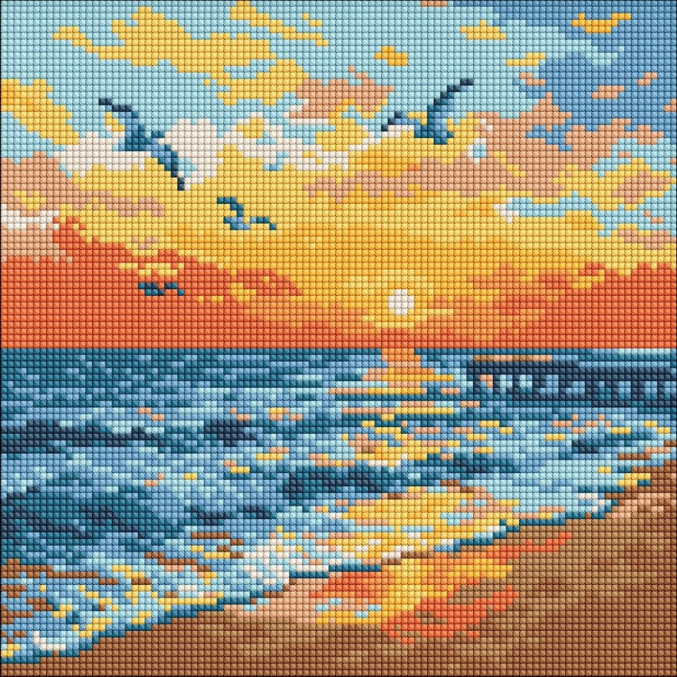 Алмазная мозаика "На берегу моря" ©art_selena_ua AMO8271, 30х30 см 