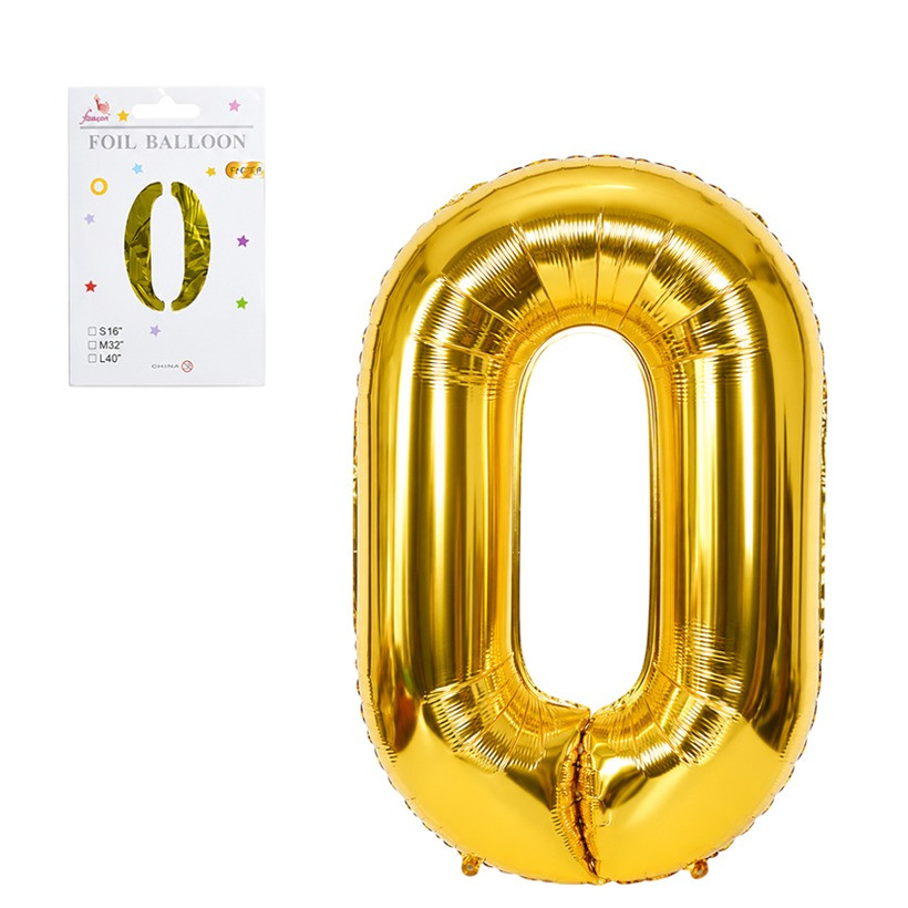 Шарик-цифра фольгированная №0 NB-№0, 97873, 40 см, золото