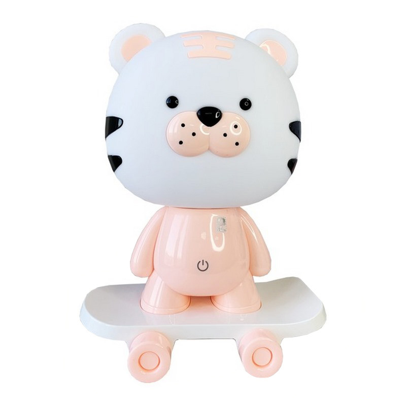 Ночник детский «Тигр на скейте» MGZ-1408(Pink) сетевой, питание от USB