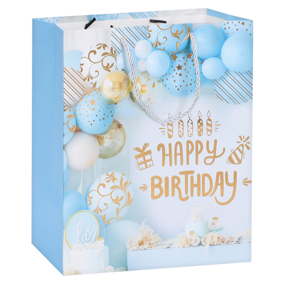 Пакет подарочный Happy Birthday MK 5951-M-1 размер 32х26х10 см