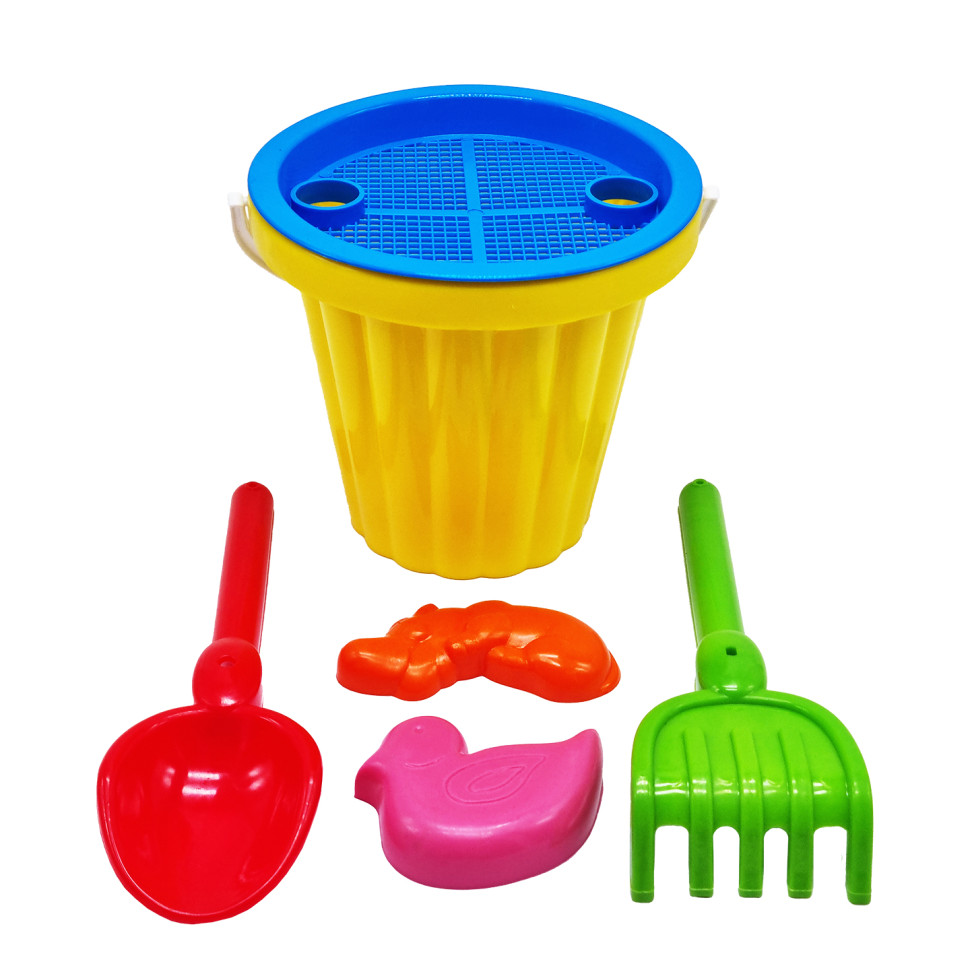 Песочный набор Большой Mtoys S0004 лопатка, грабли и две пасочки Желтый