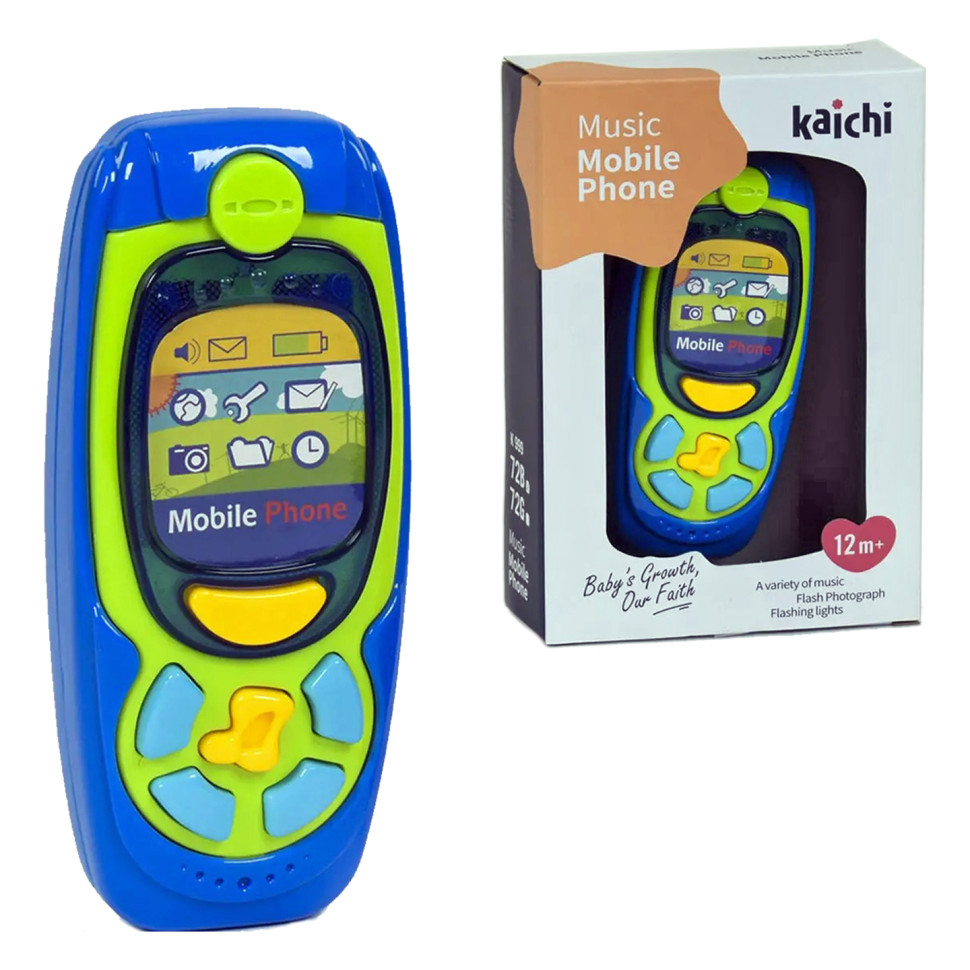 Музыкальный развивающий телефон KAICHI K999-72G/B со светом Синий