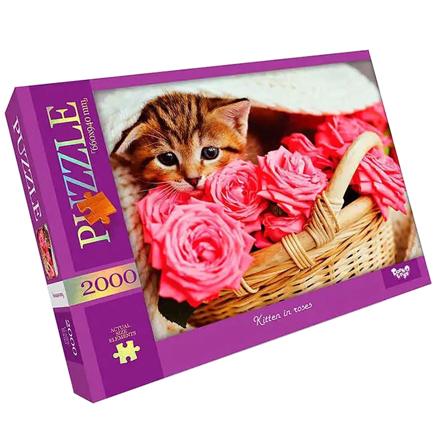 Пазл "Котик в розах" Danko Toys C2000-01-05, 2000 эл.