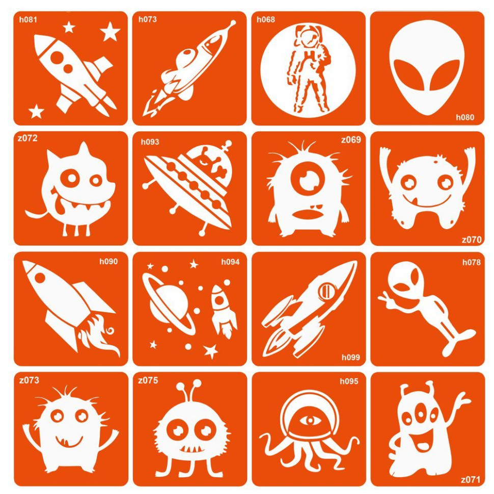 Набор трафаретов для био-тату "Monsters and rockets" monsters-and-rockets-16