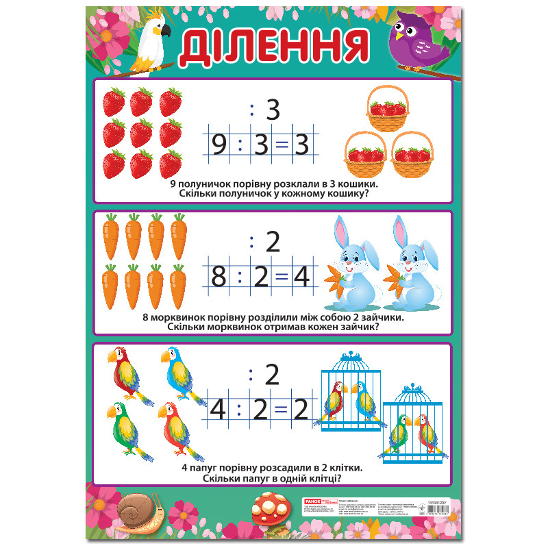 Учебный плакат Деление начальная школа 13104120 формат 50 х 70 см
