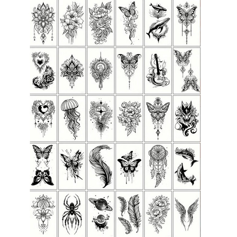 Набор детских временных тату "Черные мини №4" black-tattoo-mini-set-4-H