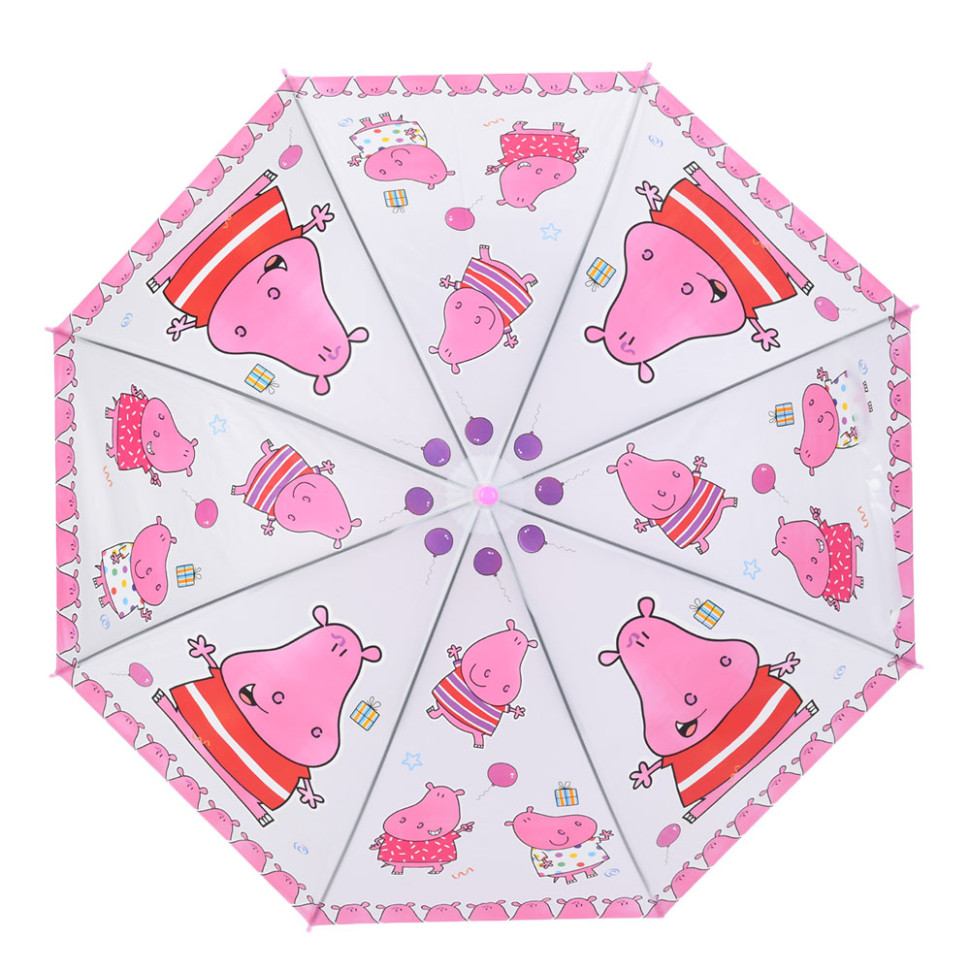 Детский зонтик "Бегемотик" MK 5793(Pink) длина 65,5 см, трость 60 см, диаметр 84 см