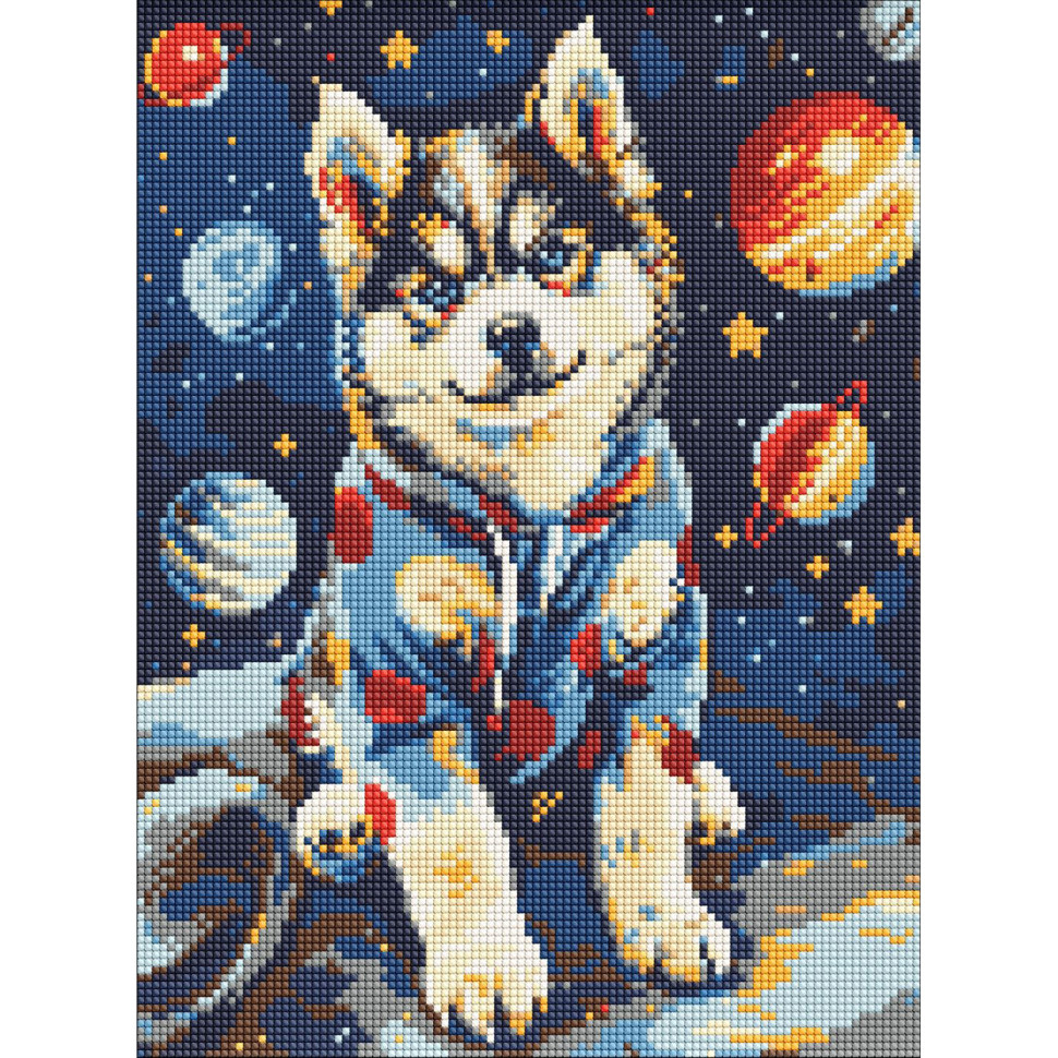 Алмазная мозаика "Космический хаски" AMO8075, 30x40 см