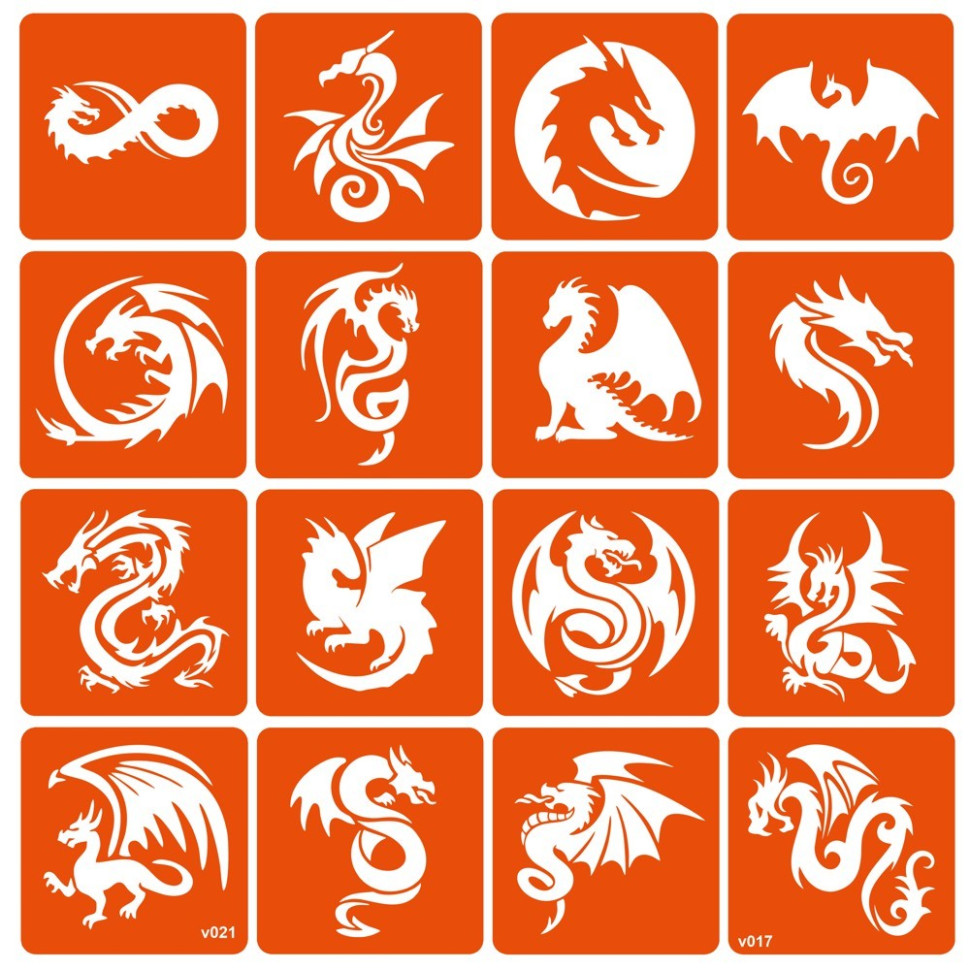 Набор трафаретов для био-тату "Dragons" dragons-16