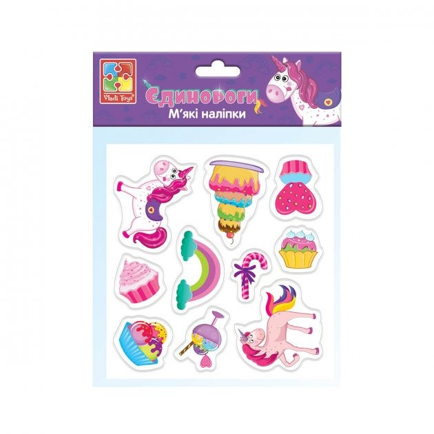 Набор мягких наклеек "Единороги" Vladi Toys VT4210-04 (укр)