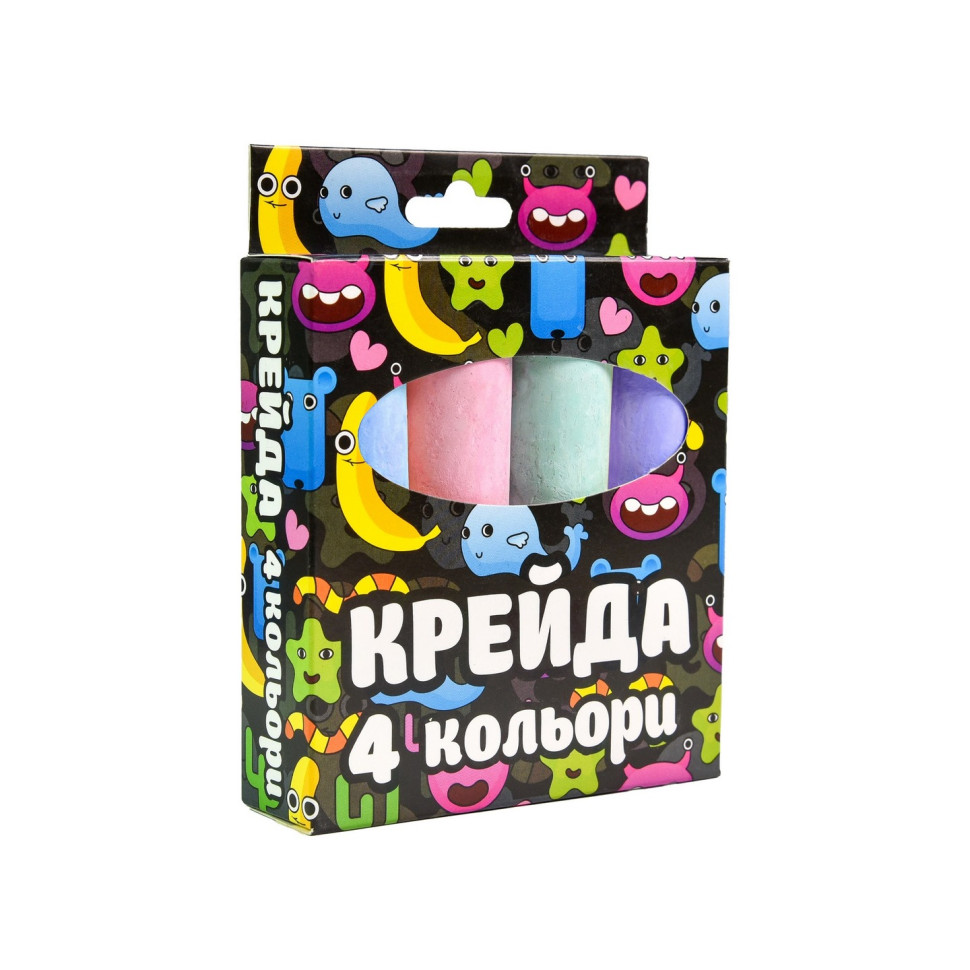 Мел для рисования на асфальте 50115ST 4 штуки, разноцветные