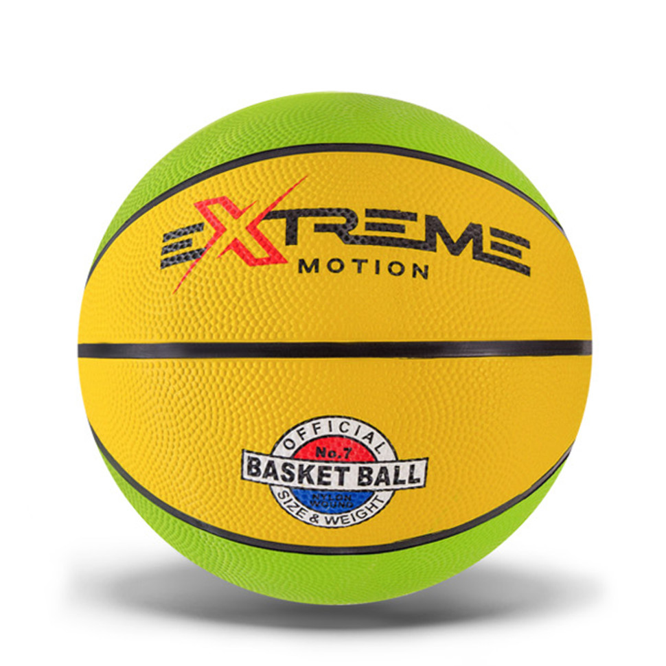 Мяч баскетбольный Extreme Motion BB1485 № 7, 520 грамм Зелено-желтый