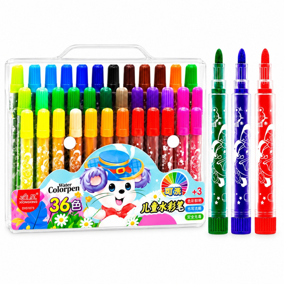 Набор фломастеров "Water color pen" 1103-36-Blue, 118556, 36 цветов, в сумочке