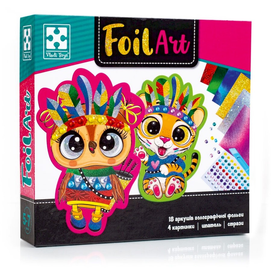 Набор для творчества "Foil Art Безумные индейцы" VT4433-09 фольга, шпатель, стразы