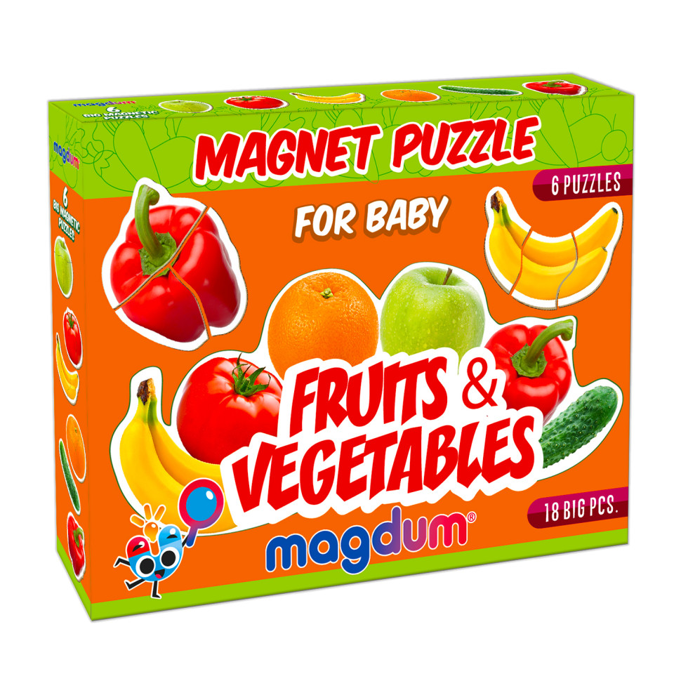 Набор магнитов Baby puzzle "Фрукты и овощи" ML4031-25 EN 6 картинок